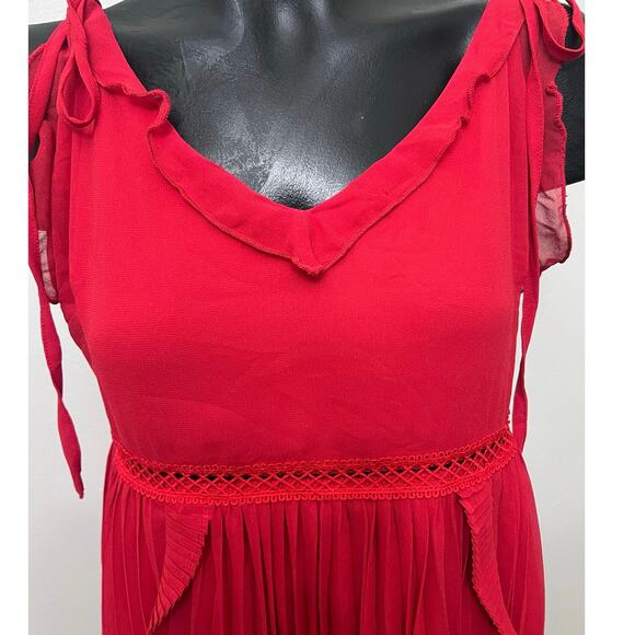 Lulu’s “Never a Dull Moment” Dress Sz L Babydoll TieStrap Pleated Dress Cocktail - Picture 4 of 8